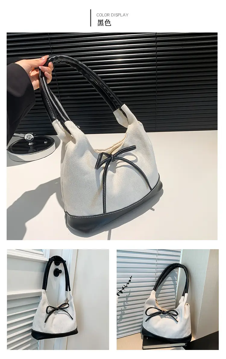 Korean Style White Black Bow Shoulder Bag — feature 11