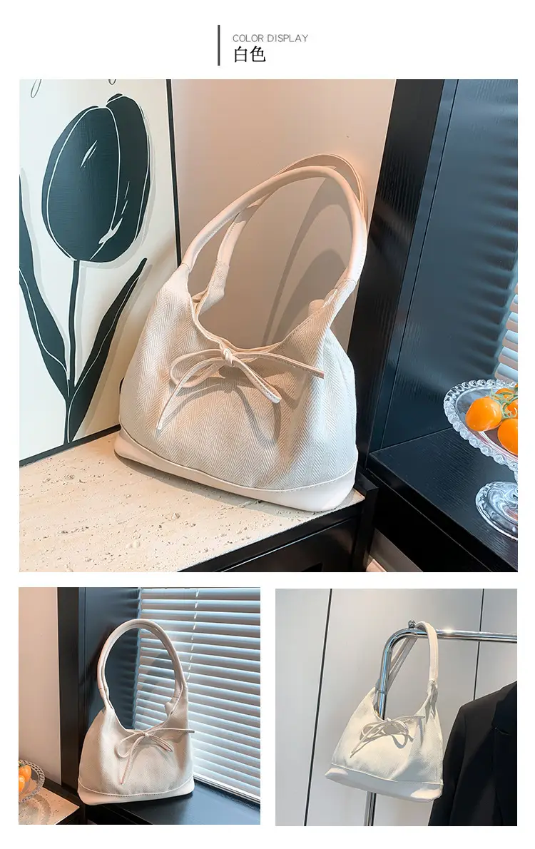Korean Style White Black Bow Shoulder Bag — feature 12