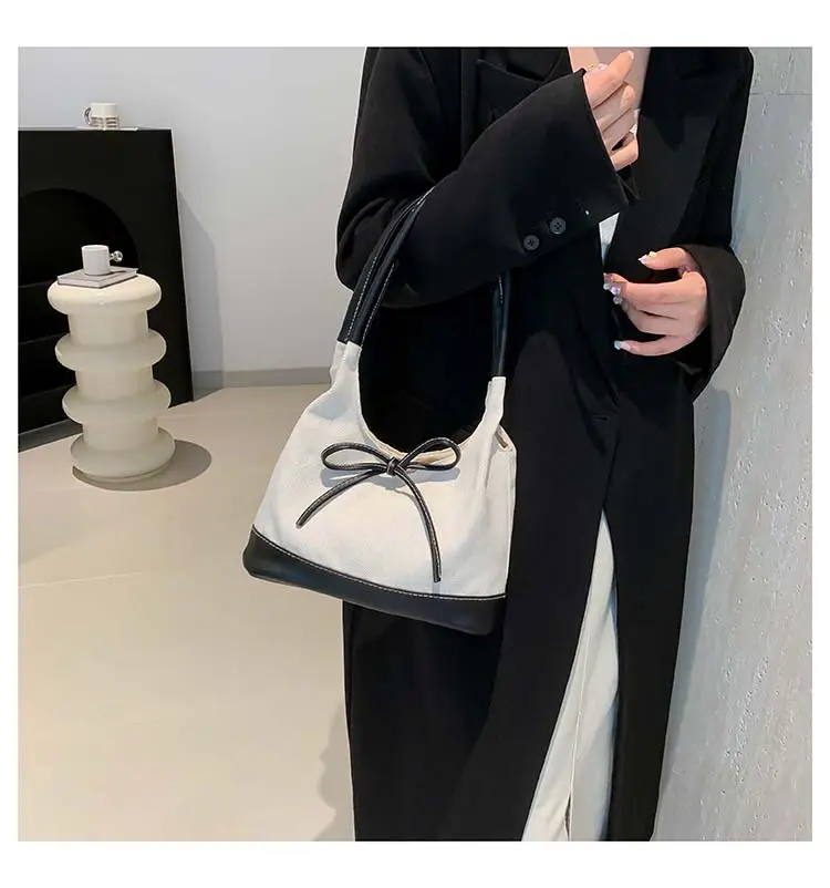 Korean Style White Black Bow Shoulder Bag — feature 18