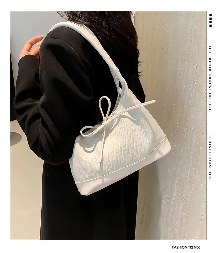 Korean Style White Black Bow Shoulder Bag — feature 2