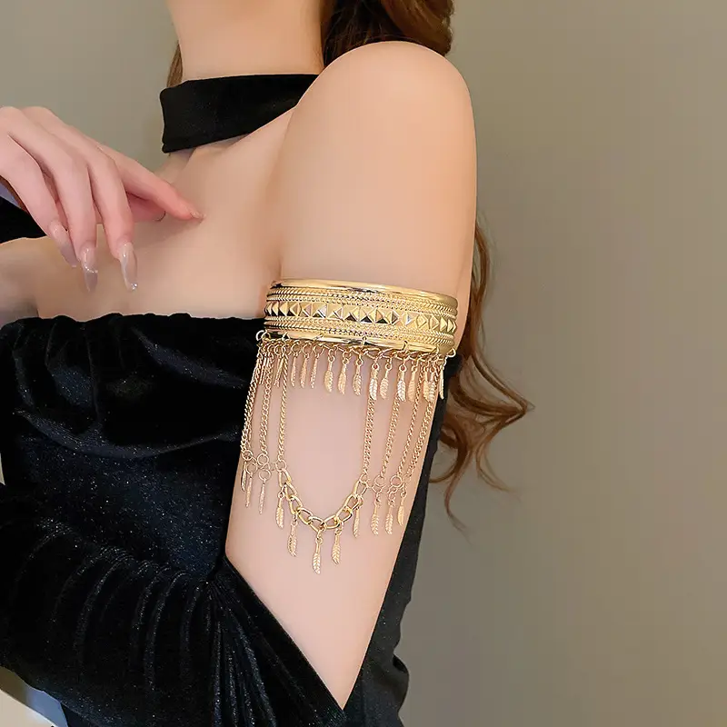 Cross-border Metal Feather Chain Tassel Bracelet Armband Personalized Fashion Design Sense Bracelet Exotic Style Bracelet Jewelry for Women — feature 16