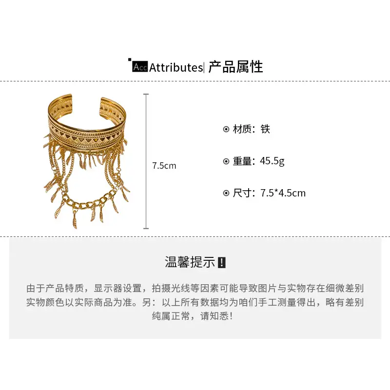 Cross-border Metal Feather Chain Tassel Bracelet Armband Personalized Fashion Design Sense Bracelet Exotic Style Bracelet Jewelry for Women — feature 2