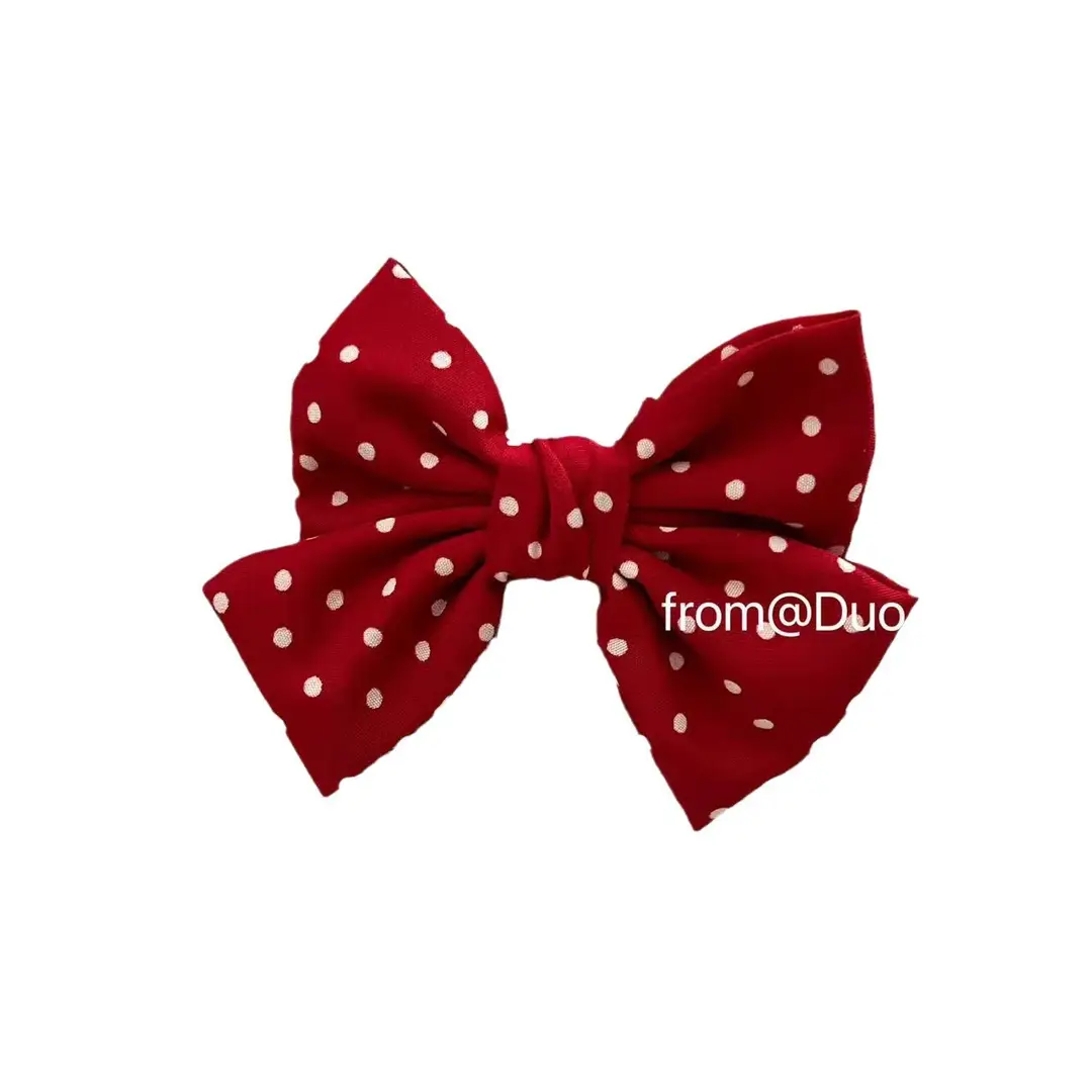 Japanese Style Monthly Girl Yoshiki's Same Style Red Polka Dot Bow Hairpin jk Hairpin Preppy Style Headwear Accessories
