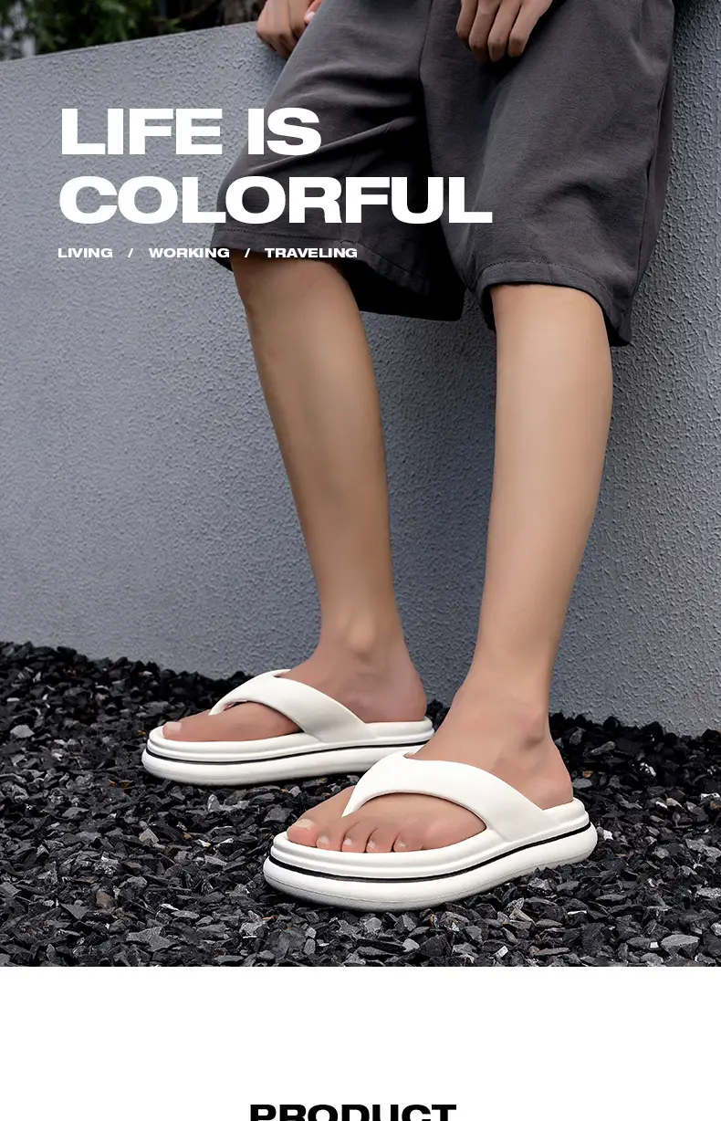 Flip-flops for men and women summer wear non-slip toe platform height increasing beach flip-flops eva flat sandals — feature 1