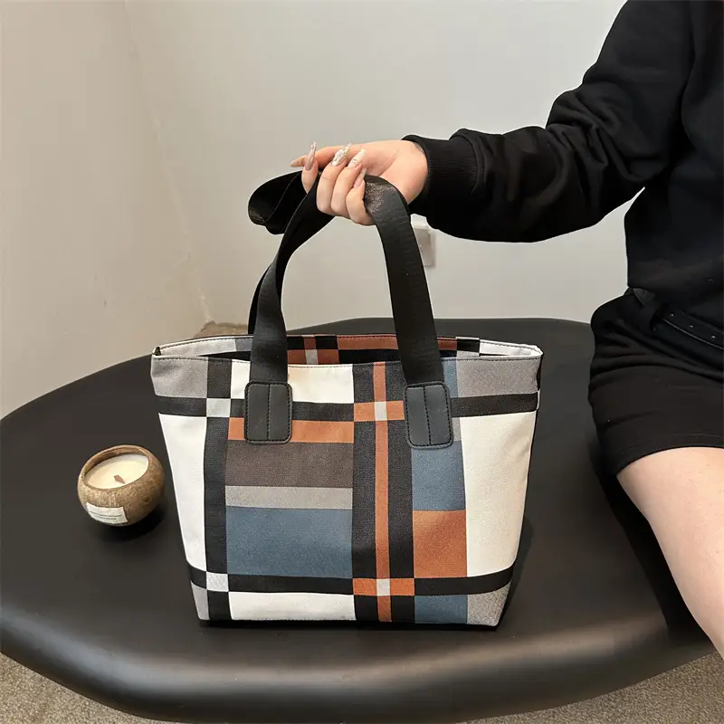 New Women's Plaid Tote Bag 2026 Large Capacity - Image 5