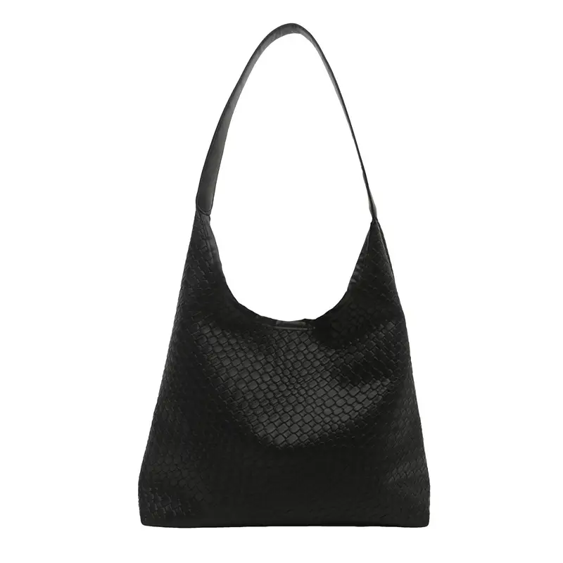 Women 2026 Shoulder Bag Black Textured Large Capacity - Image 9