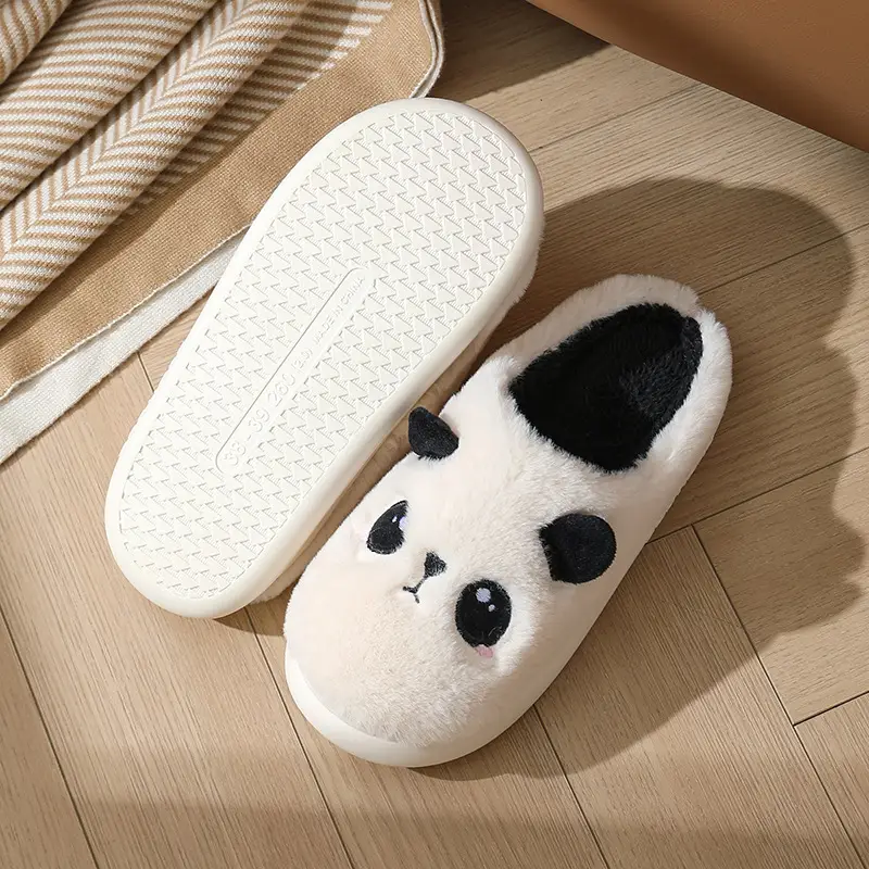 Panda Cotton Slippers Winter Sole Thickened Home Foreign Trade Cross-border Cotton Cartoon Plush Winter Student Couple Slippers