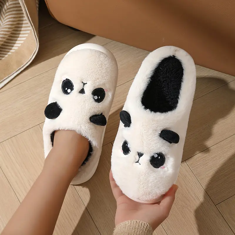 Panda Cotton Slippers Winter Sole Thickened Home Foreign Trade Cross-border Cotton Cartoon Plush Winter Student Couple Slippers