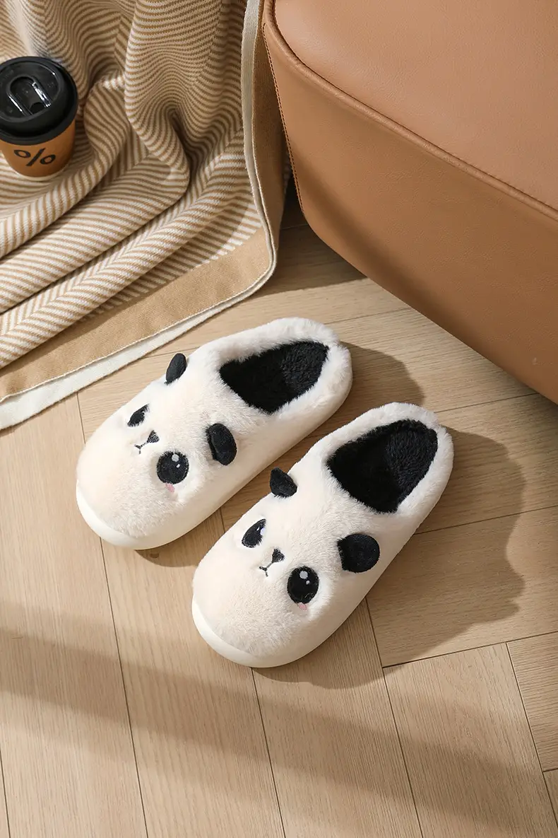 Panda Cotton Slippers Winter Sole Thickened Home Foreign Trade Cross-border Cotton Cartoon Plush Winter Student Couple Slippers — feature 2