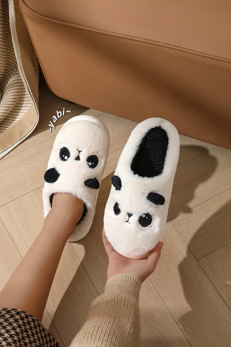 Panda Cotton Slippers Winter Sole Thickened Home Foreign Trade Cross-border Cotton Cartoon Plush Winter Student Couple Slippers — feature 4
