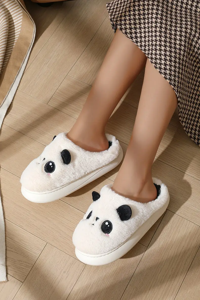 Panda Cotton Slippers Winter Sole Thickened Home Foreign Trade Cross-border Cotton Cartoon Plush Winter Student Couple Slippers — feature 5