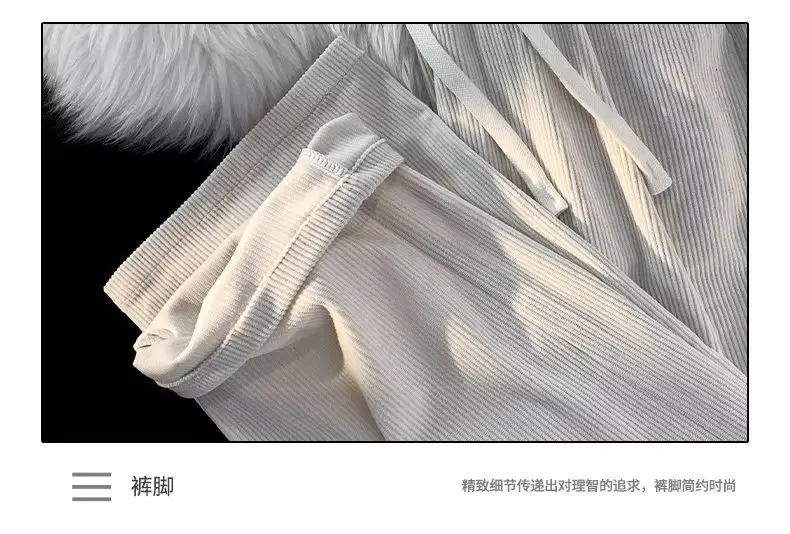 Men's Black Corduroy Straight Pants Spring Autumn Loose Fit — feature 14