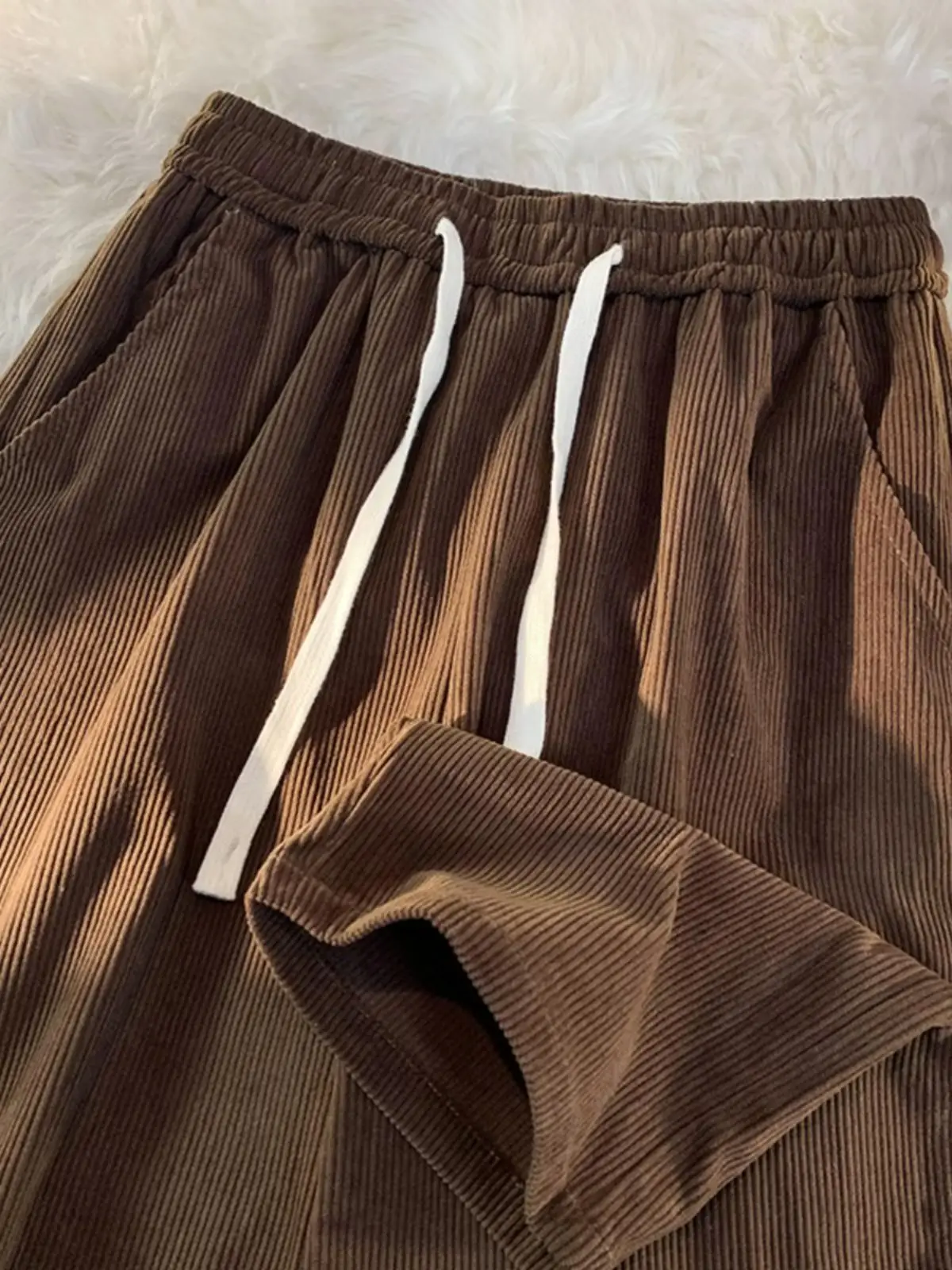 Men's Black Corduroy Straight Pants Spring Autumn Loose Fit — feature 20