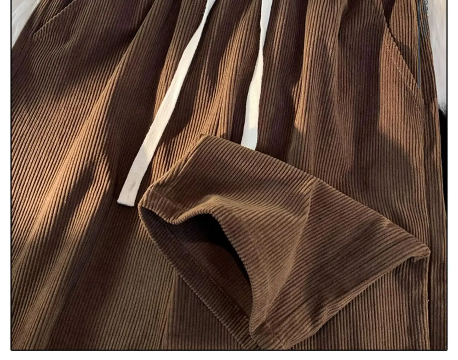 Men's Black Corduroy Straight Pants Spring Autumn Loose Fit — feature 8
