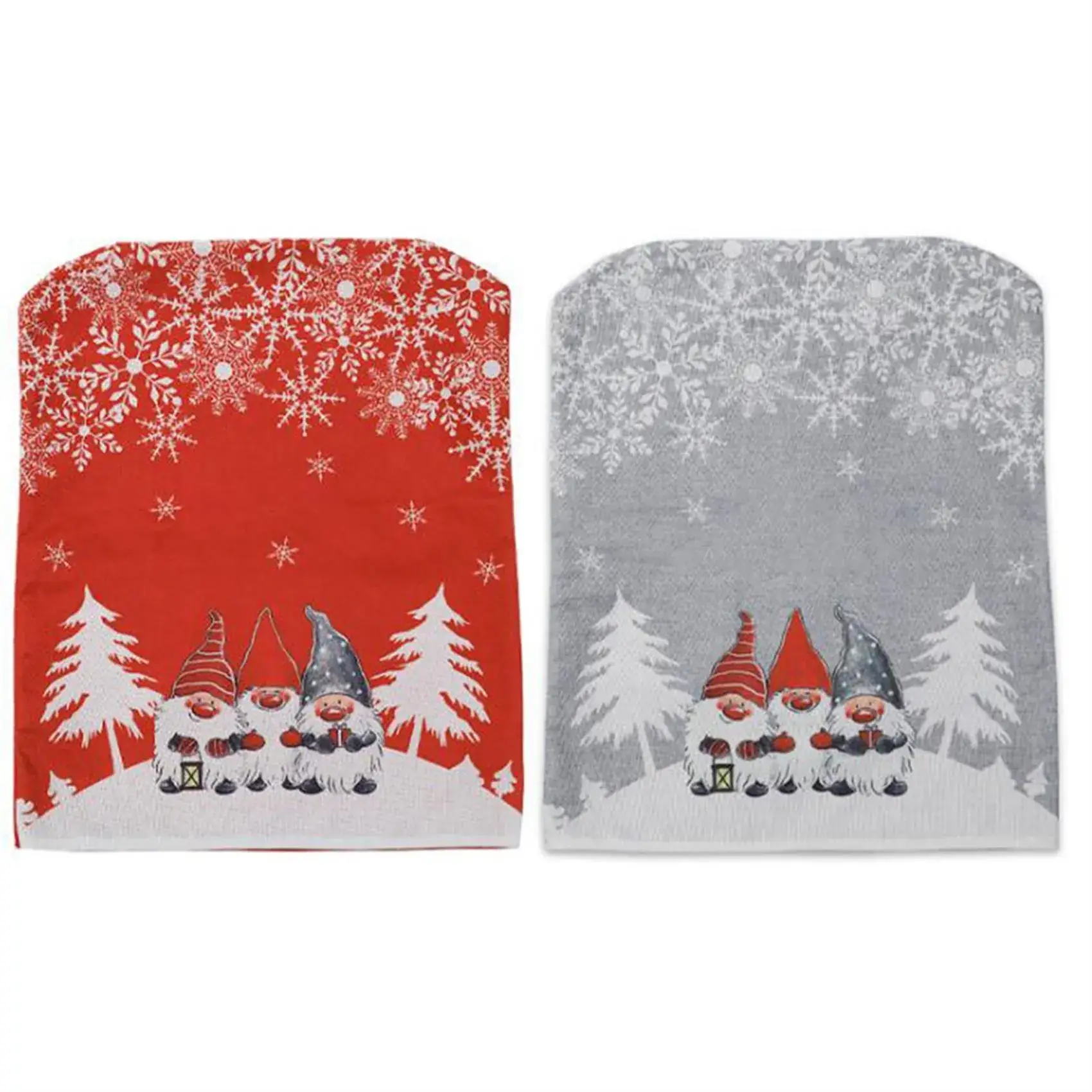 Christmas Table Chair Covers Red Gray Cartoon Print - Image 6