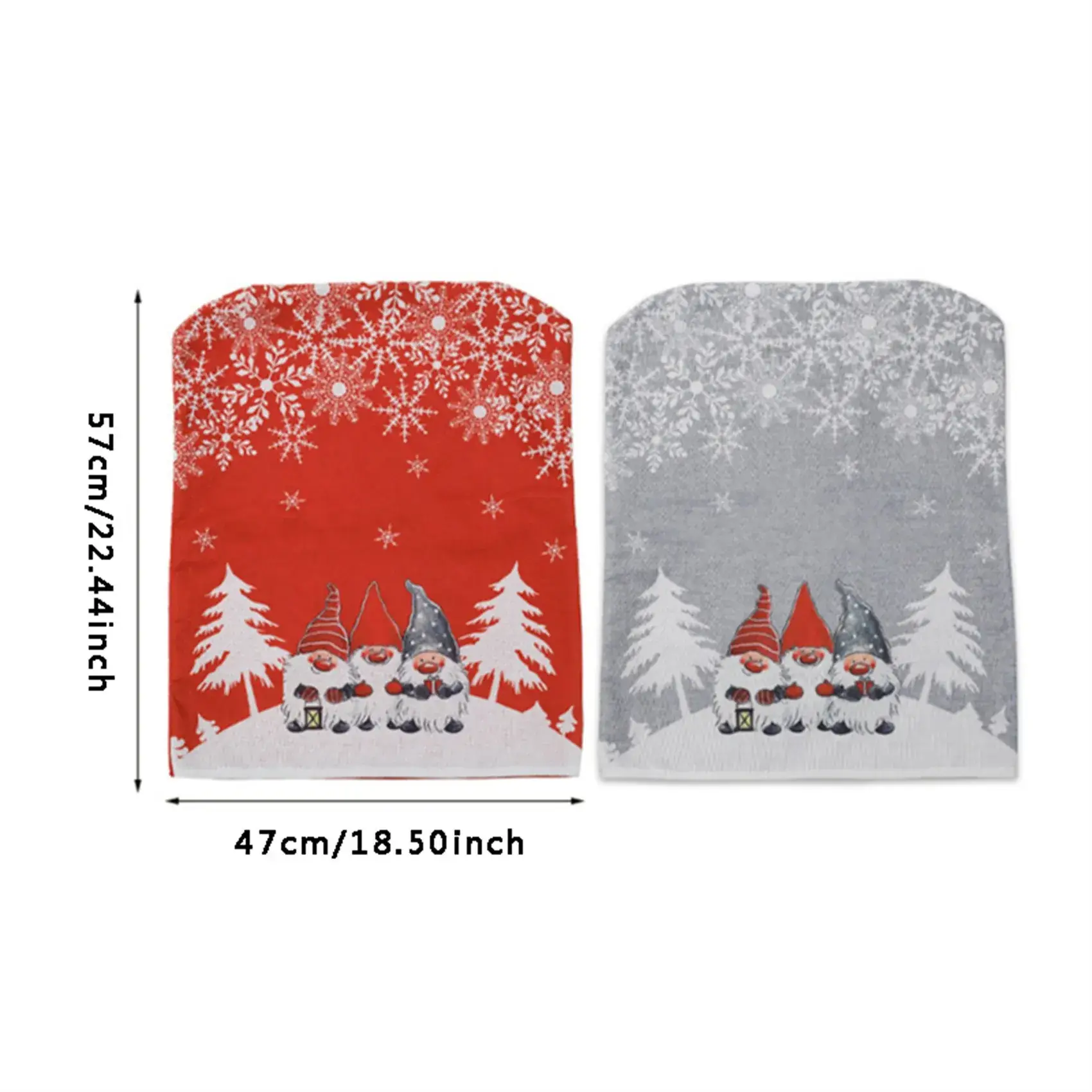 Christmas Table Chair Covers Red Gray Cartoon Print — feature 1