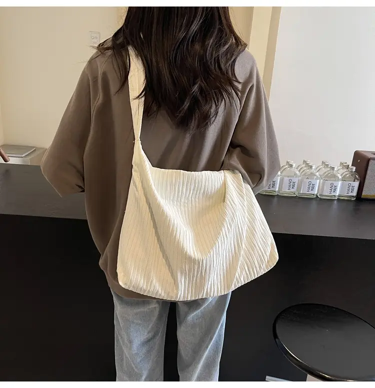 Korean Style Texture Canvas Bag Women New Size All-match Commuter Crossbody Bag — feature 21