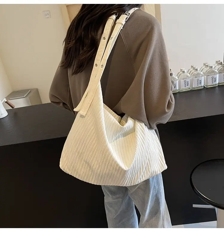 Korean Style Texture Canvas Bag Women New Size All-match Commuter Crossbody Bag — feature 25