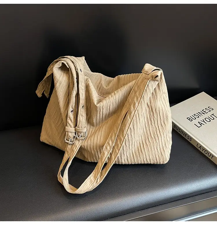 Korean Style Texture Canvas Bag Women New Size All-match Commuter Crossbody Bag — feature 44