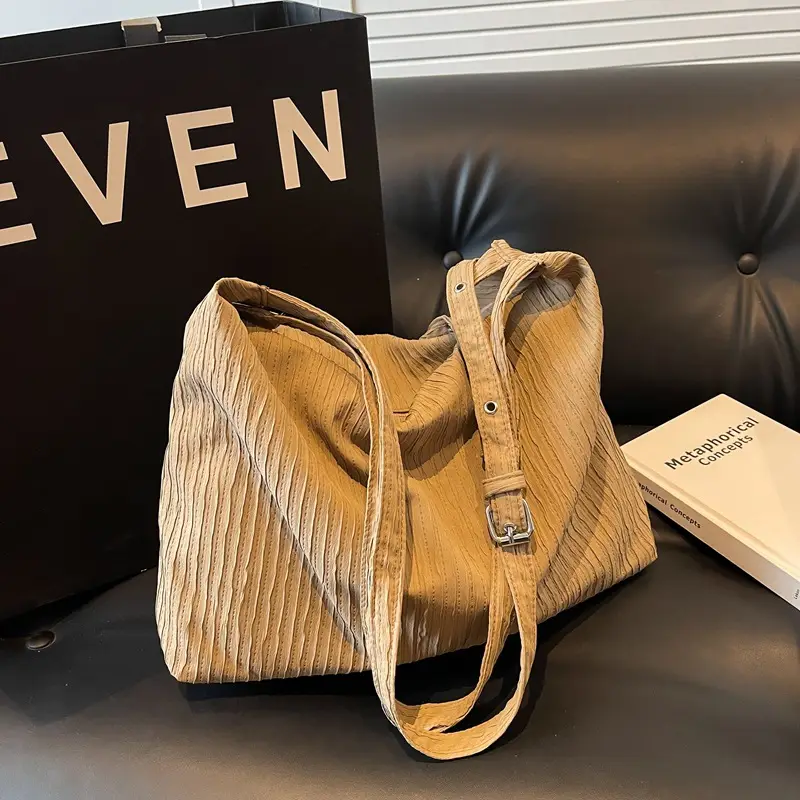 Korean Style Texture Canvas Bag Women New Size All-match Commuter Crossbody Bag - Image 3