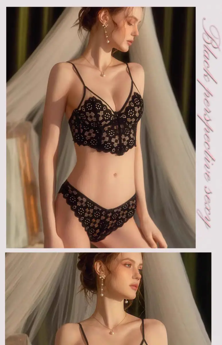 French Lace Big Chest Small Vest Bra Set — feature 10