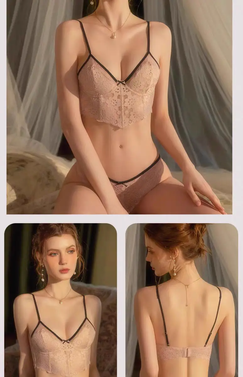 French Lace Big Chest Small Vest Bra Set — feature 13