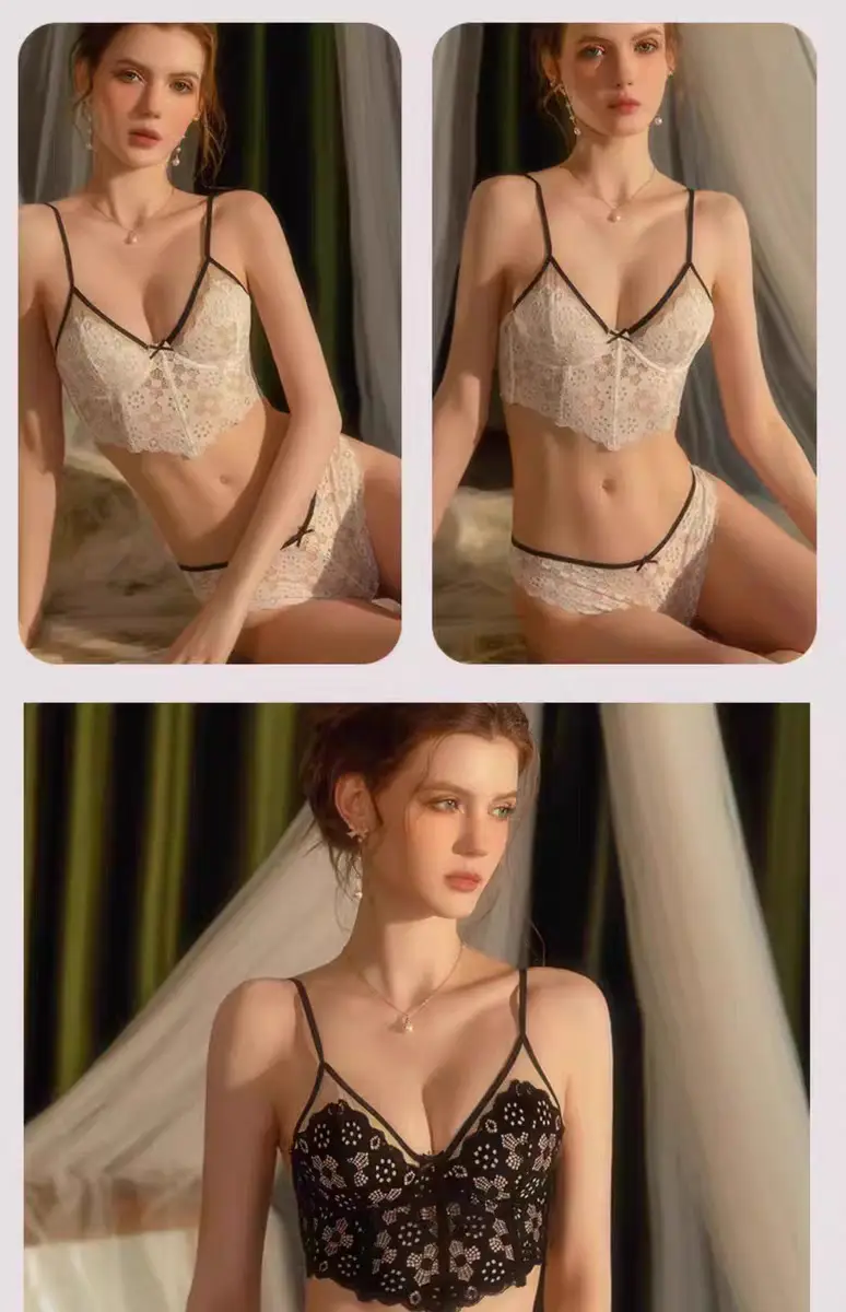 French Lace Big Chest Small Vest Bra Set — feature 8