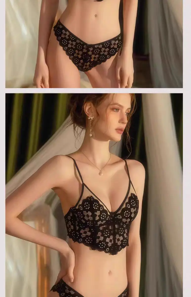 French Lace Big Chest Small Vest Bra Set — feature 9