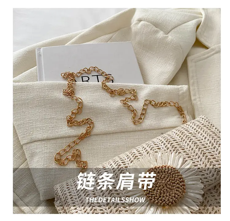 Women's Straw Crossbody Bag with Flower Decor — feature 6