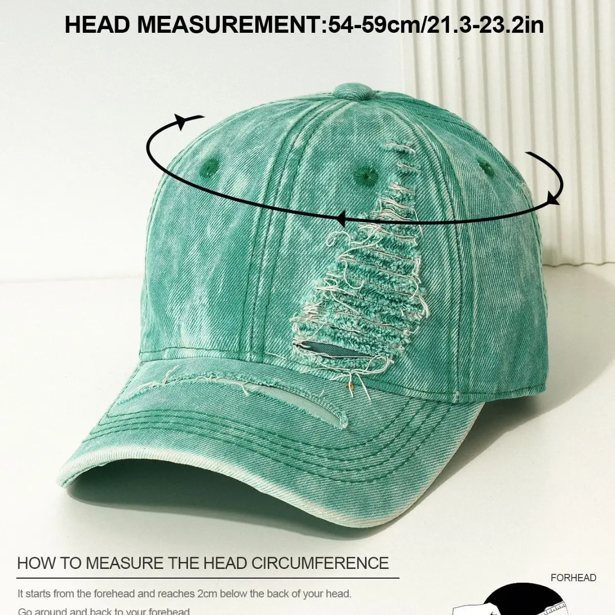 New Men's Green Wash Denim Baseball Cap - Image 9