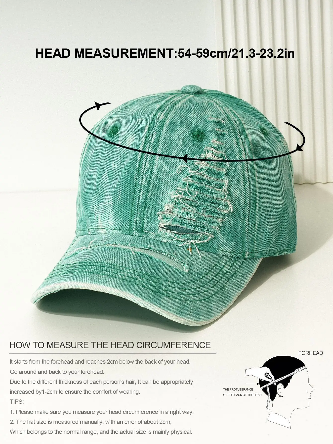 New Men's Green Wash Denim Baseball Cap — feature 2