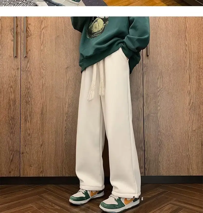 Men's Extra Thick Velvet Lumbering Pants Green White — feature 11
