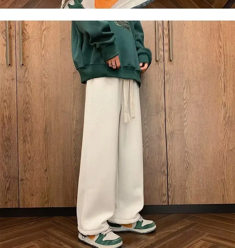 Men's Extra Thick Velvet Lumbering Pants Green White — feature 9