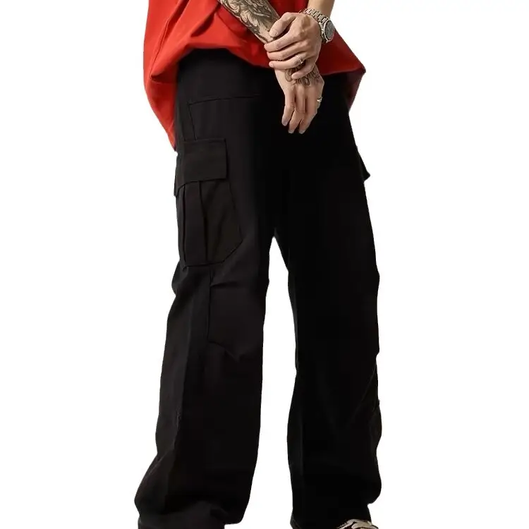 Men's Brown Cargo Pants High Street Loose Fit Large Flap Pocket - Image 7