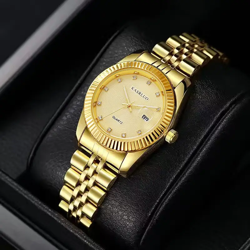 Casaro Women's Gold Silver Quartz Watch with Diamond Calendar — feature 6