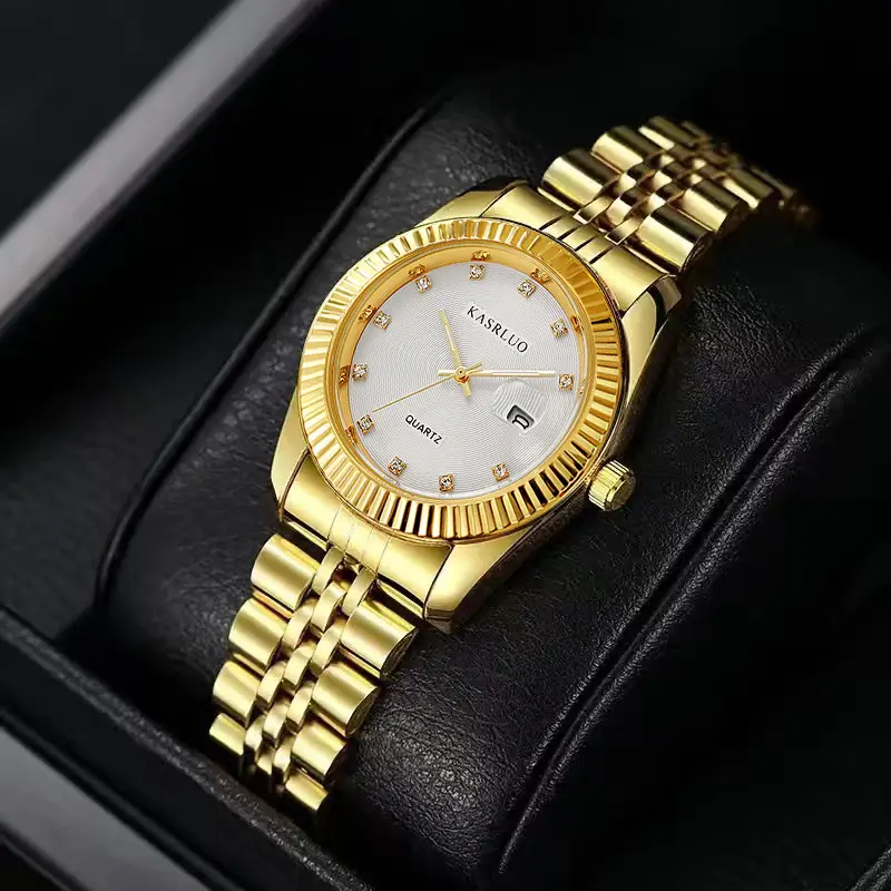 Casaro Women's Gold Silver Quartz Watch with Diamond Calendar — feature 7