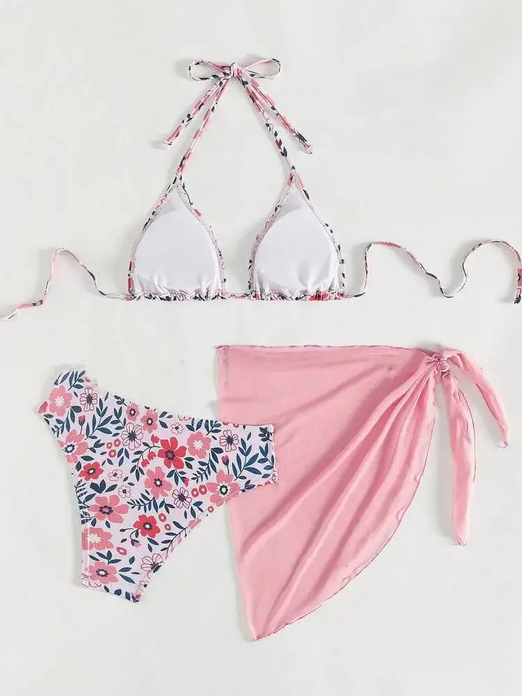 2024 Split Bikini Set for Women Blue Lace-up Swimsuit — feature 12