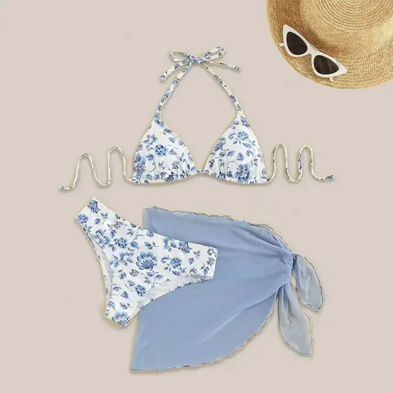 2024 Split Bikini Set for Women Blue Lace-up Swimsuit — feature 7