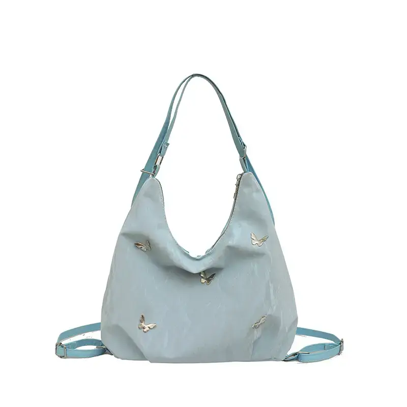 Light Blue Women's Shoulder Crossbody Bag with Bow Accents