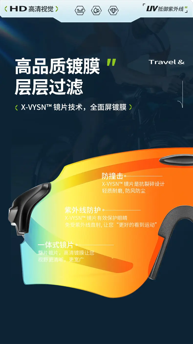 Windproof Polarized Riding Sunglasses Color Changing Yellow Blue — feature 3