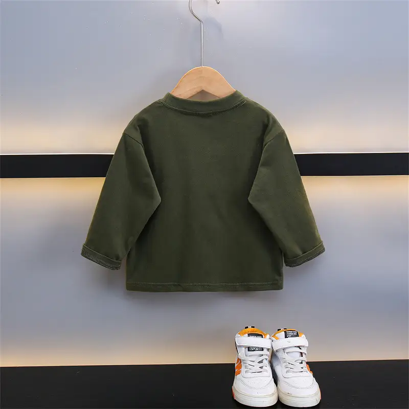 Boys Cotton Long Sleeve T-Shirt Brown All Season - Image 4