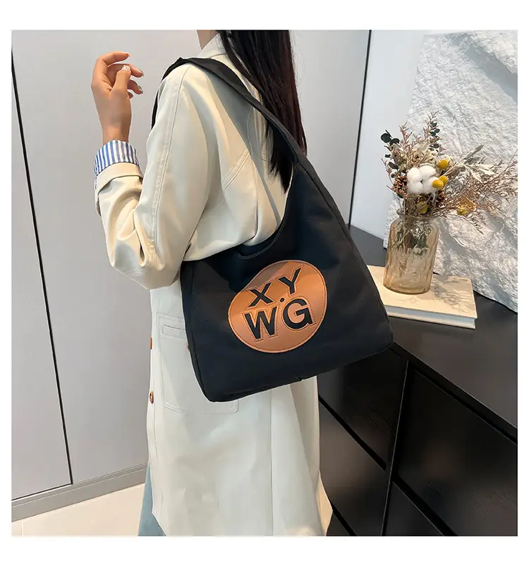 Blue Canvas Shoulder Bag with Logo Embossing — feature 18