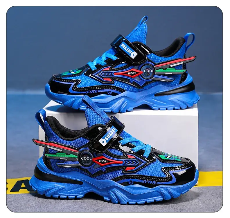Boys Yellow Black Velcro Running Shoes — feature 10