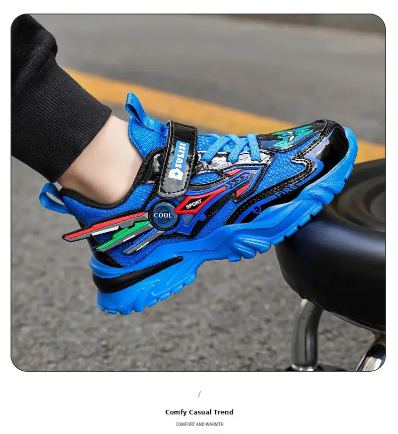 Boys Yellow Black Velcro Running Shoes — feature 14