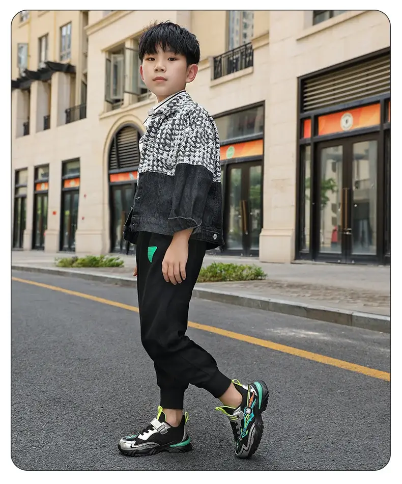 Boys Yellow Black Velcro Running Shoes — feature 15