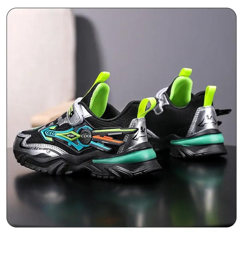 Boys Yellow Black Velcro Running Shoes — feature 20