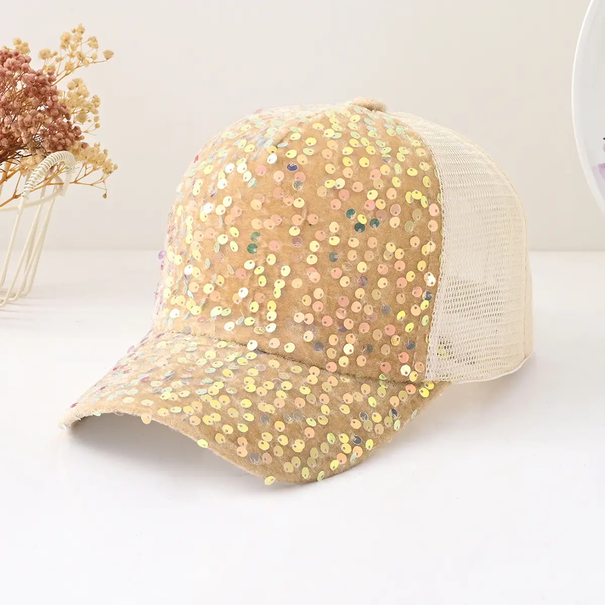 Korean Style Sequined Mesh Sun Hat for Women — feature 3