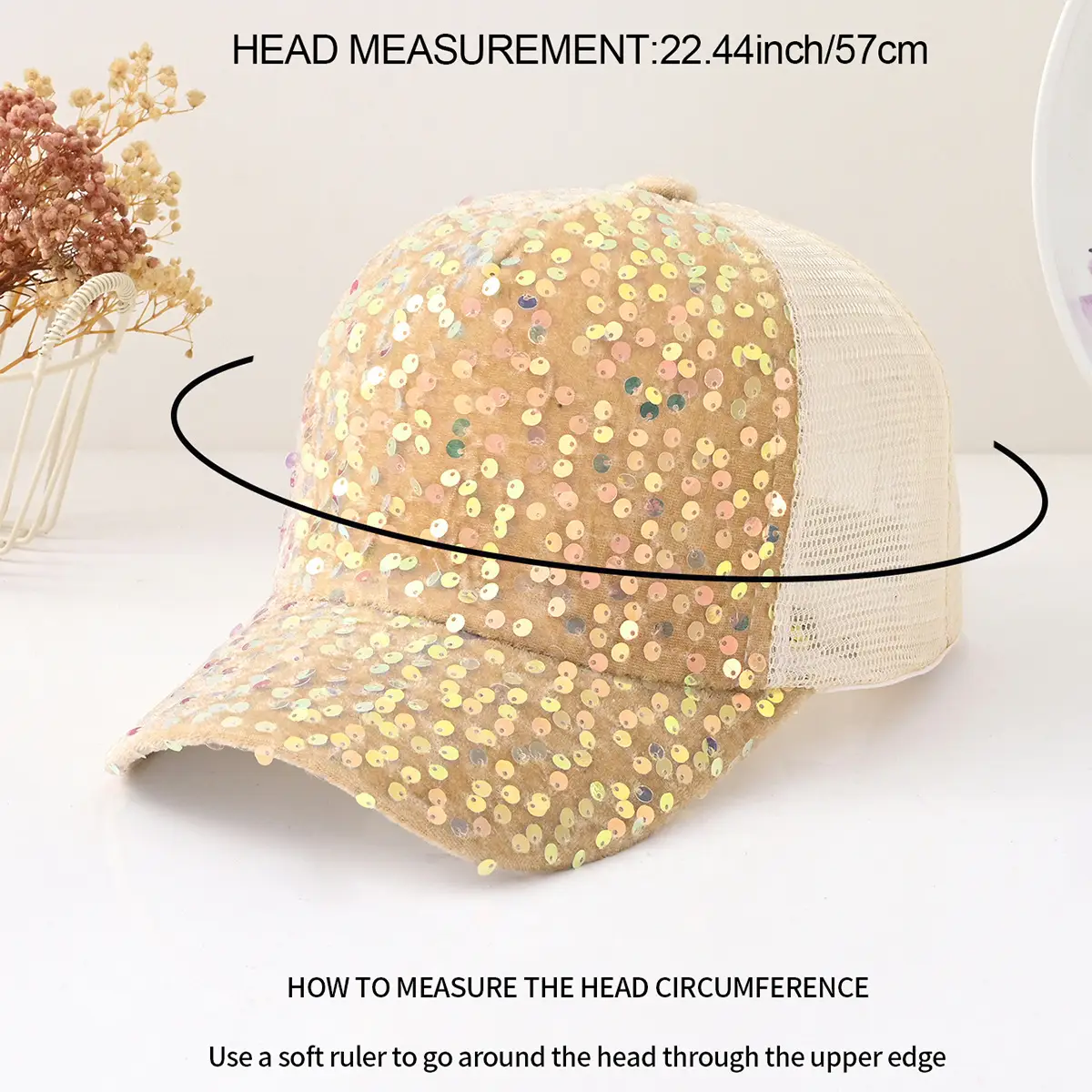 Korean Style Sequined Mesh Sun Hat for Women — feature 4