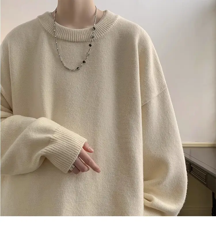 Men Red Loose Fit Crewneck Sweater with Headphones — feature 10