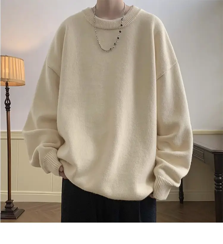 Men Red Loose Fit Crewneck Sweater with Headphones — feature 14